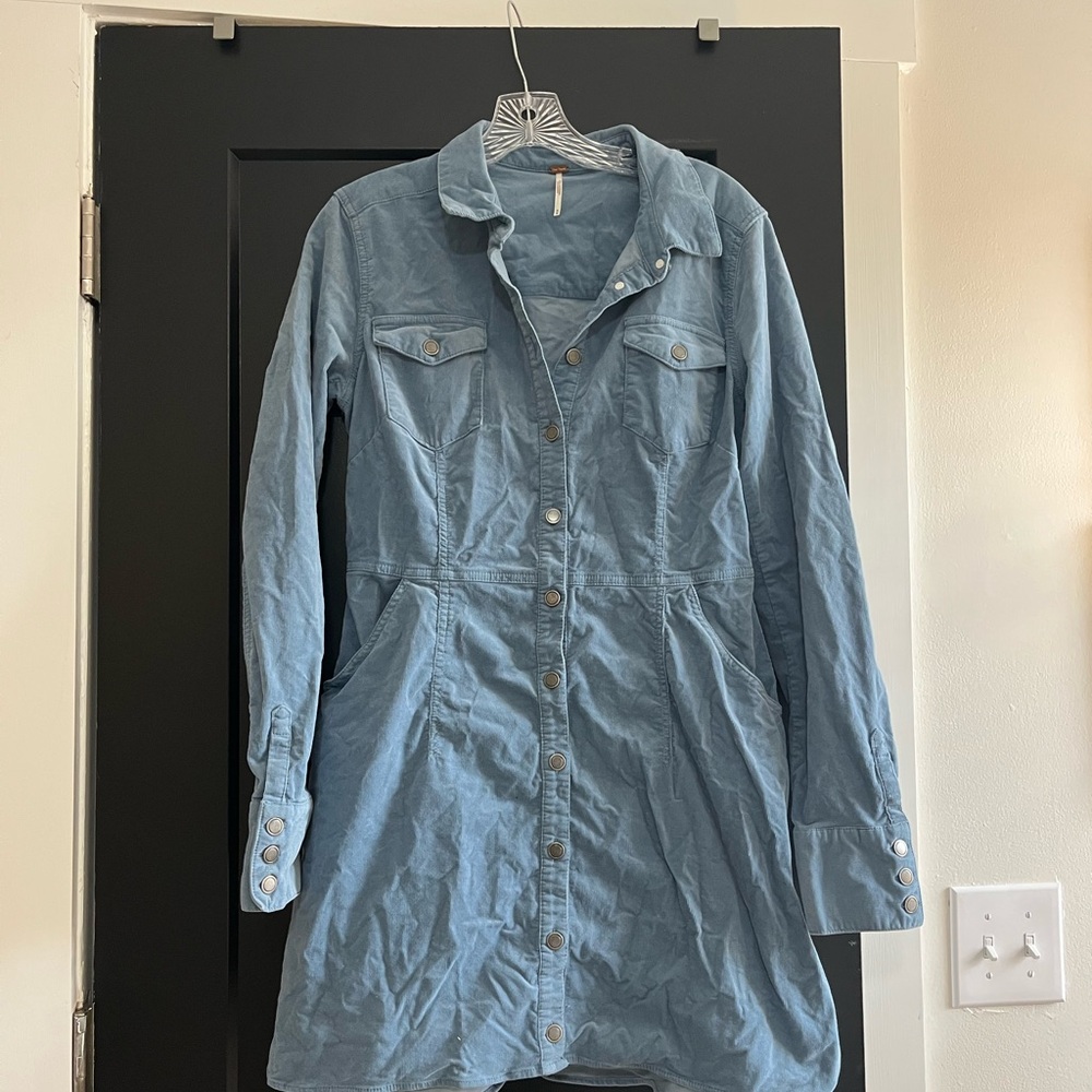 Free People Light Blue Corduroy Dress Size M